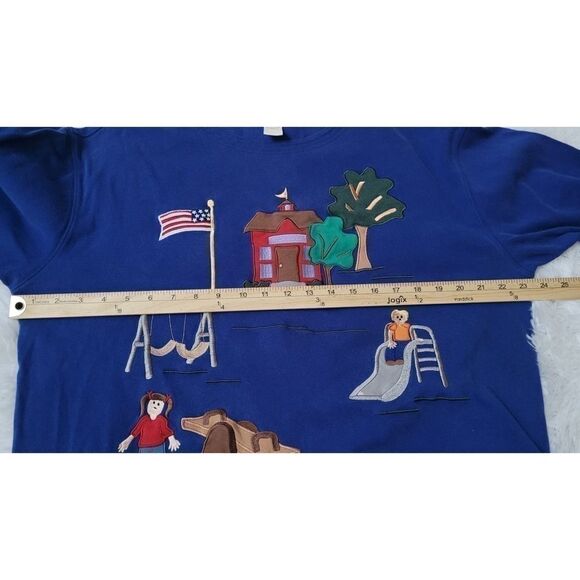 Embriodered Teacher Sweatshirt Bechamel Vintage Women's Top Size Large Blue - Picture 12 of 13